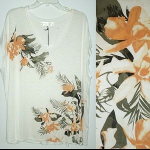 Chelsea & Theodore Tropical Floral Summer Stretch Tee Rayon/Spandex 2x